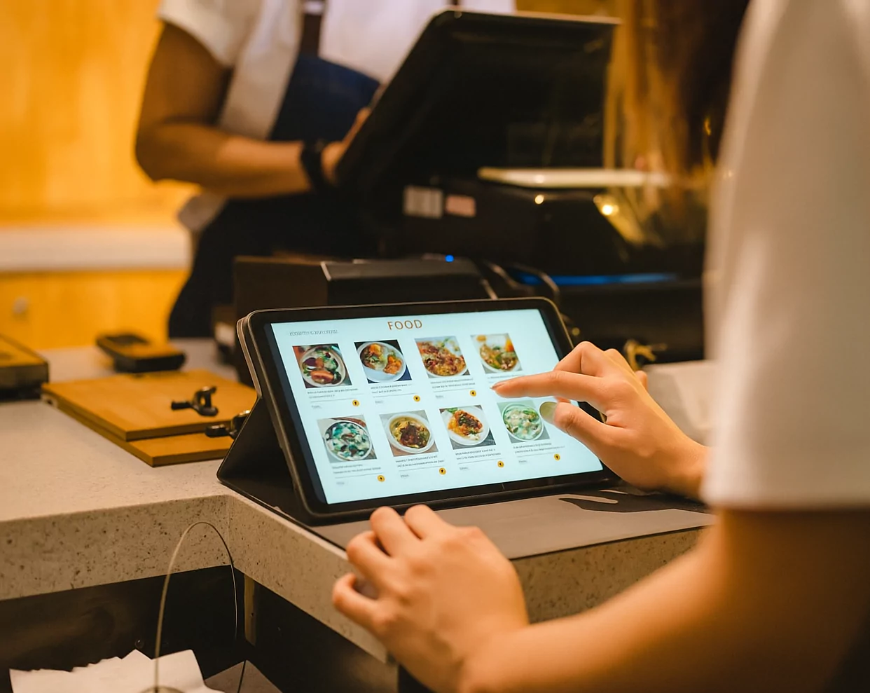 Restaurant POS system interface showing order management